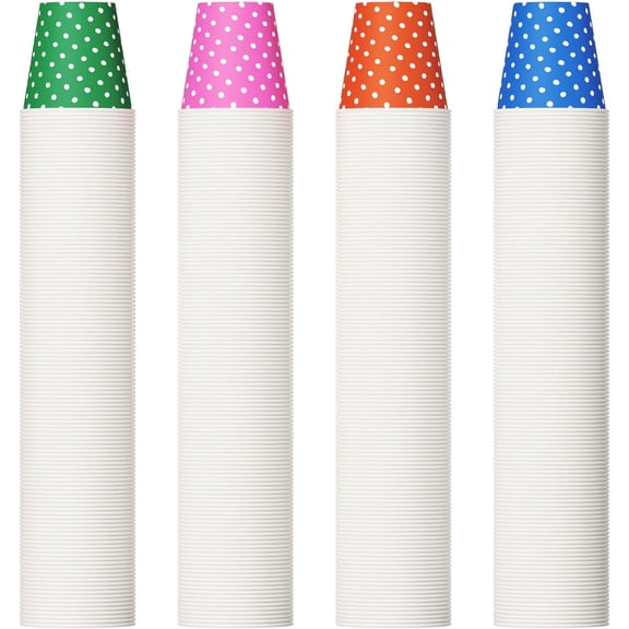 [600 Pack] 3 oz Paper Cups, Mouthwash Cups, Disposable Bathroom Cups, Cold Beverage Drinking Cup for Water Coolers, Party, Home and Office(Dots)