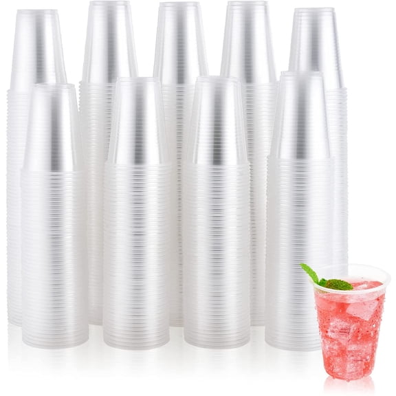 600 Pack 9 oz Clear Plastic Cups,9 Ounce Disposable Cups for Parties, Picnics, BBQs, Travel, Halloween, Christmas Party, and Events