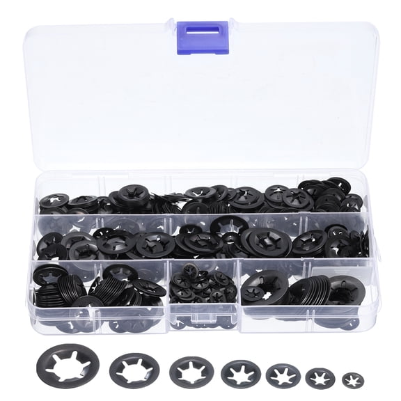 600 Pack Internal Tooth Star Lock Washers M3 M4 M5 M6 M8 M10 M12 Quick Locking Washers, 65Mn Steel