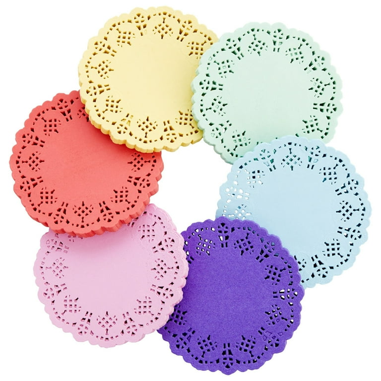 600 Pack Mini Paper Doilies for Food, Dining Table Decor, Round Decorative  Medallion Lace Placemats for Birthday Party (4.5 Inch, 6 Colors) 