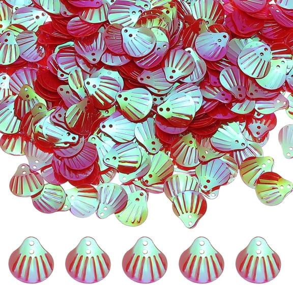 600-Pack Seashell Sequins, 50g Shell Shape Loose Sequins[AB Red]