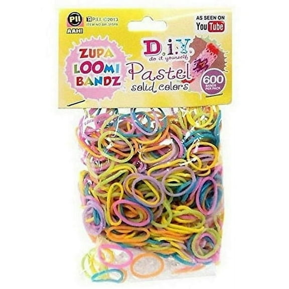 600 Pastel Colors Special Edition Rubber Loom Bands Bracelet Making with 'S' Clips (BONUS 1 FUN CHOPS & 1 ZIPPER BRACELET)