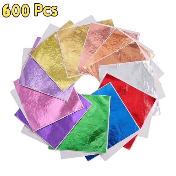 600 Pcs 12-Color Gold Leaf Sheets for DIY Crafts, Art Decor, Furniture & Nail Art, 8x8.5cm Imitation Foil