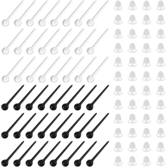 600 Pcs 2 Colors Plastic Tiny Ball Stud Earrings 14mm Invisible Plastic Earrings Clear Earrings for Sports Clear Ear Hole Retainers for Men Women Sports Work DIY Supplies for DIY