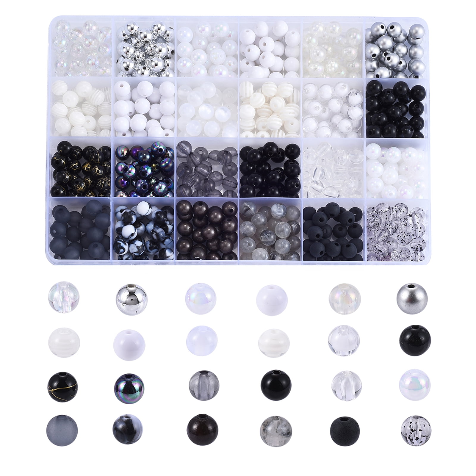 500 Pcs Acrylic Black on White Number Symbol Beads Bracelets for Jewelry Making