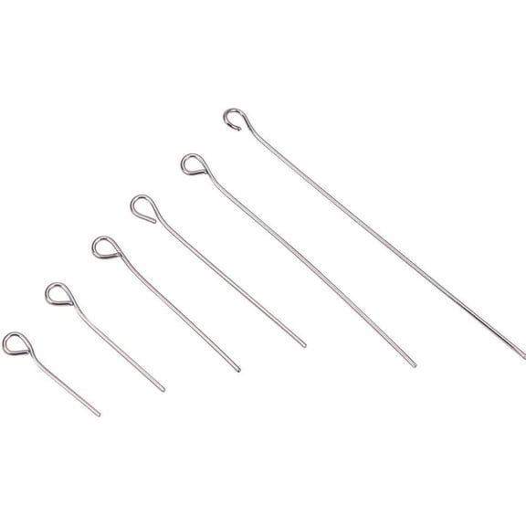 600 Pcs 304 Stainless Steel Eyepins Head Pins Findings Open Eye Pin 6 Styles 23-Gauge for Jewelry Making