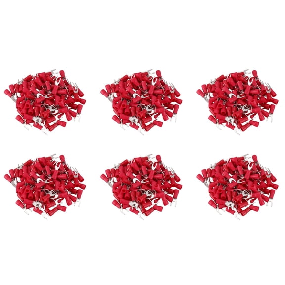600 Pcs 4mm Fork AWG 22-16 Pre Insulated Terminal Cable Lug,600 x Furcate Pre Insulating Terminal,Red