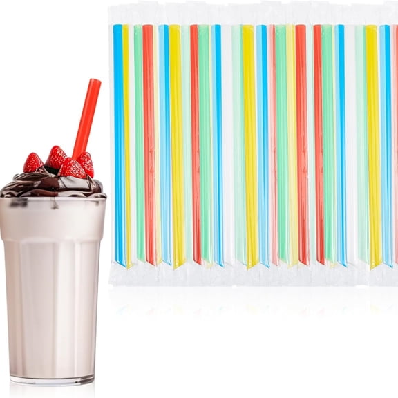 600 Pcs 9.84 Inch Jumbo Smoothie Straws Bulk Large Plastic Disposable Bubble Tea Straws Wide-Mouthed Individually Wrapped for Tall Homemade Milkshakes Drinking (Bright Color)