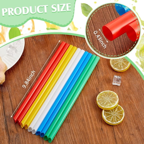 600 Pcs 9.84 Inch Jumbo Smoothie Straws Bulk Large Plastic Disposable Bubble Tea Straws Wide-Mouthed Individually Wrapped for Tall Homemade Milkshakes Drinking (Bright Color)