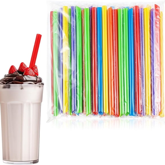 600 Pcs 9.84 Inch Smoothie Straws Bulk Disposable Bubble Tea Straws Large Plastic Individually Wrapped for Tall Homemade Milkshakes(Classic Color)