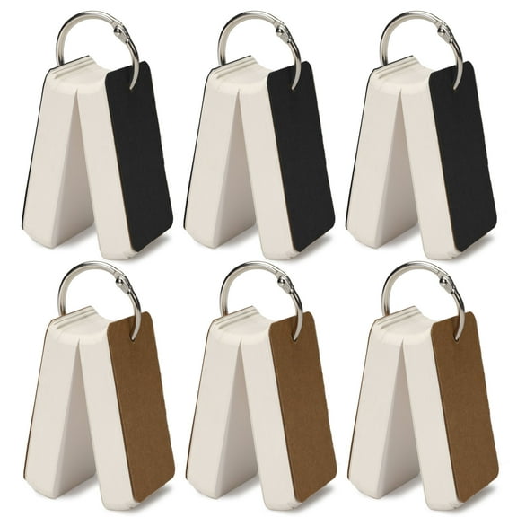 600 Pcs Blank Flash Index Cards with Rings & Covers, 2.7 x 1.5 Inch White Flashcards for Studying, Small Paper Study Note Cards Memo Pads for School Learning Language Game (Brown, Black)