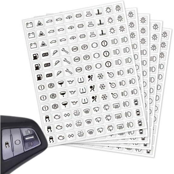 600 Pcs Car Switch Panel Stickers 40 Designs Auto Switch ID Label Decals Black Dash Board Switch Label Decals
