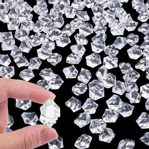 600 Pcs Clear Fake Ice Rocks,Happon Acrylic Fake Crushed Ice Rocks Diamonds Gems DIY Crafts Vase Fillers for Table Scatters, Vase Filler, Wedding Party Centerpieces