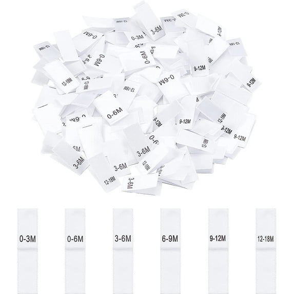 600 Pcs Clothing Month Labels 6 Styles Cloth Sewing Labels Embroidered Label Size Labels Tags