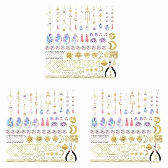 600 Pcs Crystal ,Sun Catchers with Crystals,Craft Kits for Adults, with Rainbow Maker, Prism, Pendants Gold,600x Crystal ,Gold