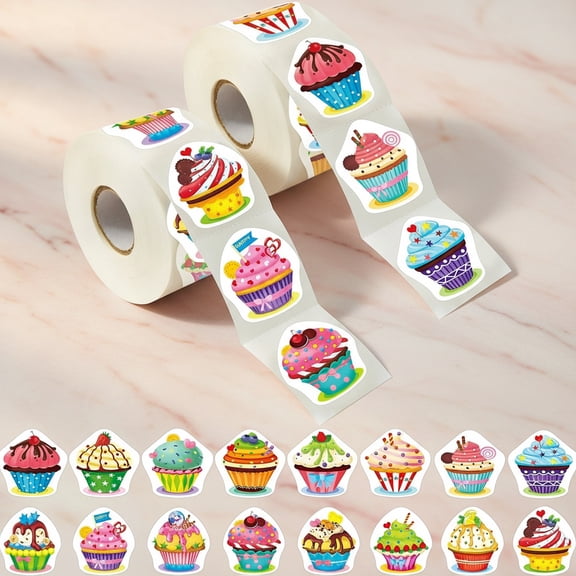 600 Pcs Cupcake Party Decoration Teacher Reward Encouragement Motivational Sticker Mega Pack 16 Designs with Perforation Line