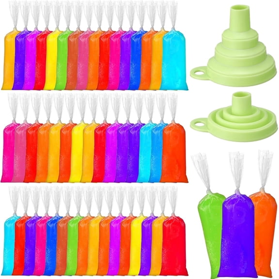 600 Pcs Disposable Ice Lolly Bags Plastic Mold Ice Cream Bags with Silicone Foldable Funnel for Making Candy Yogurt Freeze (3 x 9.8 Inch)