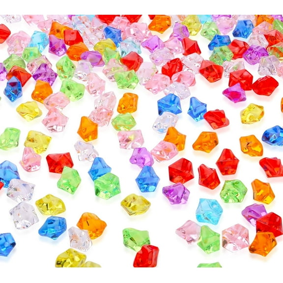 600 Pcs Fake Ice Rocks,Happon Acrylic Ice Clear Rocks Fake Diamonds Clear Plastic Crystals Fake Crushed Ice Rocks Acrylic Gems for Vase Fillers Party Decor