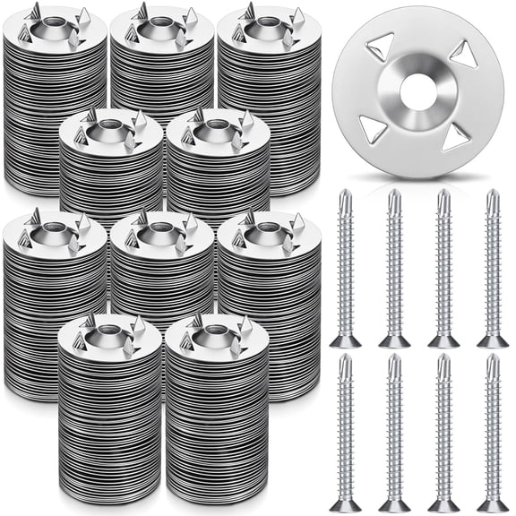 600 Pcs Foam Board Fasteners with Screws, Washers for Installation of Foam Board Panels, 1-1/8 Inch Galvanized Steel Metal Washer for Fixing Fastening Installation