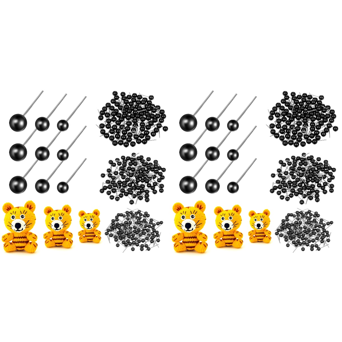 600 Pcs Glass Eyes Black Baby Doll Plastic Eyes for Crafts Bulk Eyes