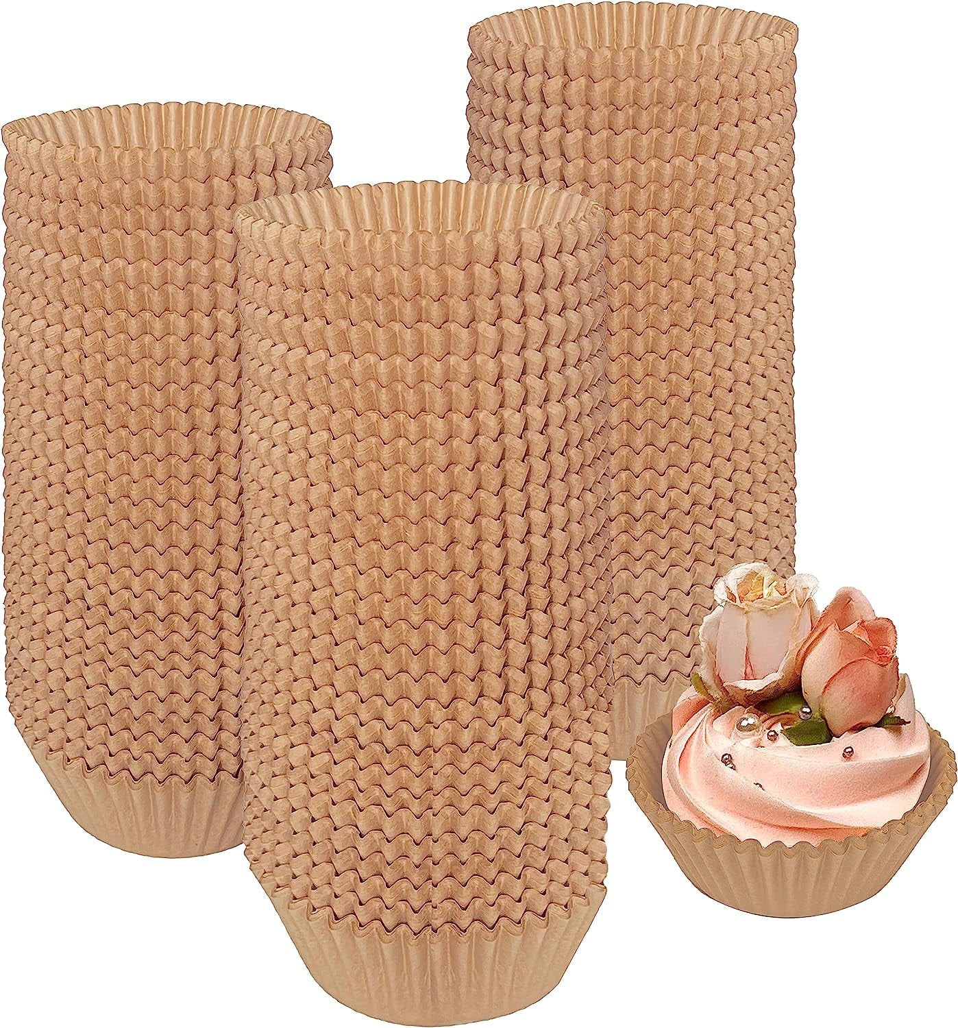 600 Pcs Jumbo Cupcake Liners Baking Cups Brown Odorless Muffin Liners