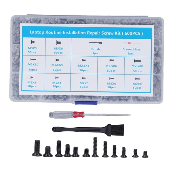 600 Pcs Laptop Screws Assortment Kit M2 M2.5 M3 Micro Screws Set for PC Computer Hard Drive Repair, 18 x 10 in / 45.7 x 25.4 cm