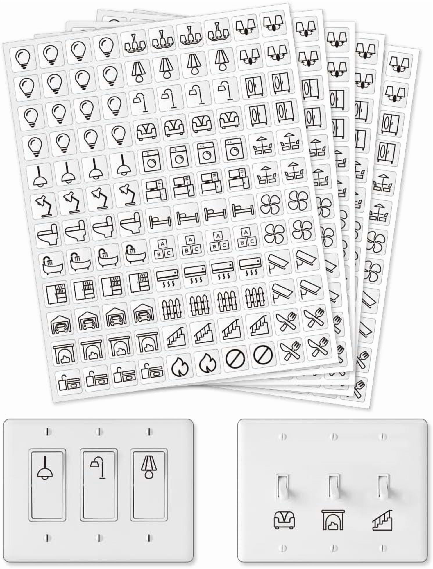 600 Pcs Light Switch Sticker Labels 28 Designs Transparent Switch ID ...