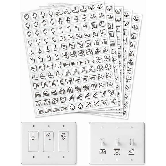 600 Pcs Light Switch Sticker Labels 28 Designs Transparent Switch ID Stickers Black Switchboard Label Decals for Home Kitchen Bathroom Office School