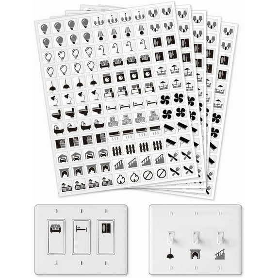 600 Pcs Light Switch Sticker Labels 29 Designs Transparent Switch ID ...