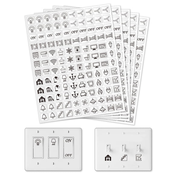 600 Pcs Light Switch Sticker Labels 31 Designs Transparent Switch ID Stickers Black Switchboard Label Decals