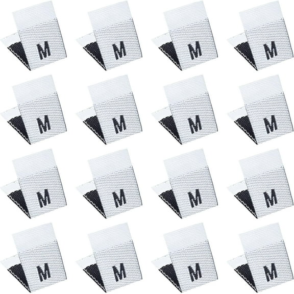 600 Pcs M Cotton Size Labels White Embroidered Labels Tags Small Size Labels Sewing Clothing Size Labels Woven Crafting Label Tags Garment Shirts Dresses Accessories for DIY Clothes 1/2" x5/7"