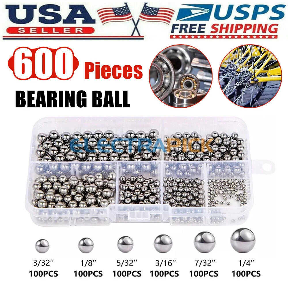 600 Pcs Metric Precision Steel Bearing Balls, Assorted Stainless Steel Loose Bic
