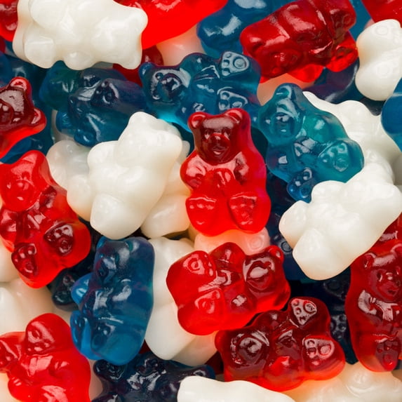 600 Pcs Patriotic Candy Red, White, And Blue Freedom Gummi Bears Assortment (5lb Bag)