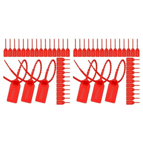 600 Pcs Plastic Tamper Seals, Numbered Zip Ties Security Tags Seals Disposable Self Locking Signage 250mm,600 x Zip Ties,Red