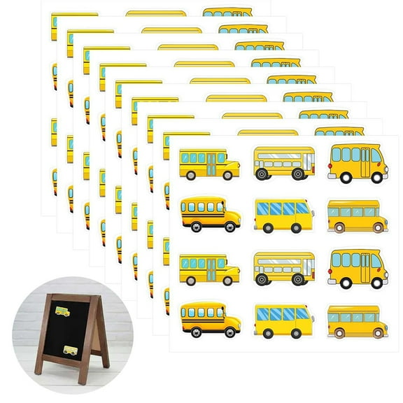 600 Pcs School Bus Stickers 1 inch Cute Yellow Bus Transportation Party Supplies Back to School Labels DIY Art Toys For Adults Teens Kids