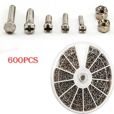 600 Pcs Set Nickel-Plated Nuts Bolts Small Screws Kits Assorted Phone Glasses,600X