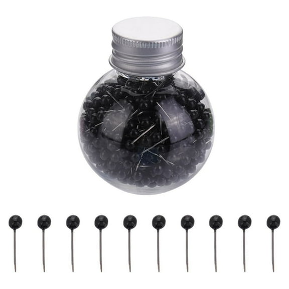 600 Pcs/Set Sewing Pins Map Tacks Push Pins Small Size Colourful Pins Round Head Pins Straight Pins Quilting Pins for Decorating,Topboutique Dressmaking and Sewing Project (Black, 0.16 in/4 mm)