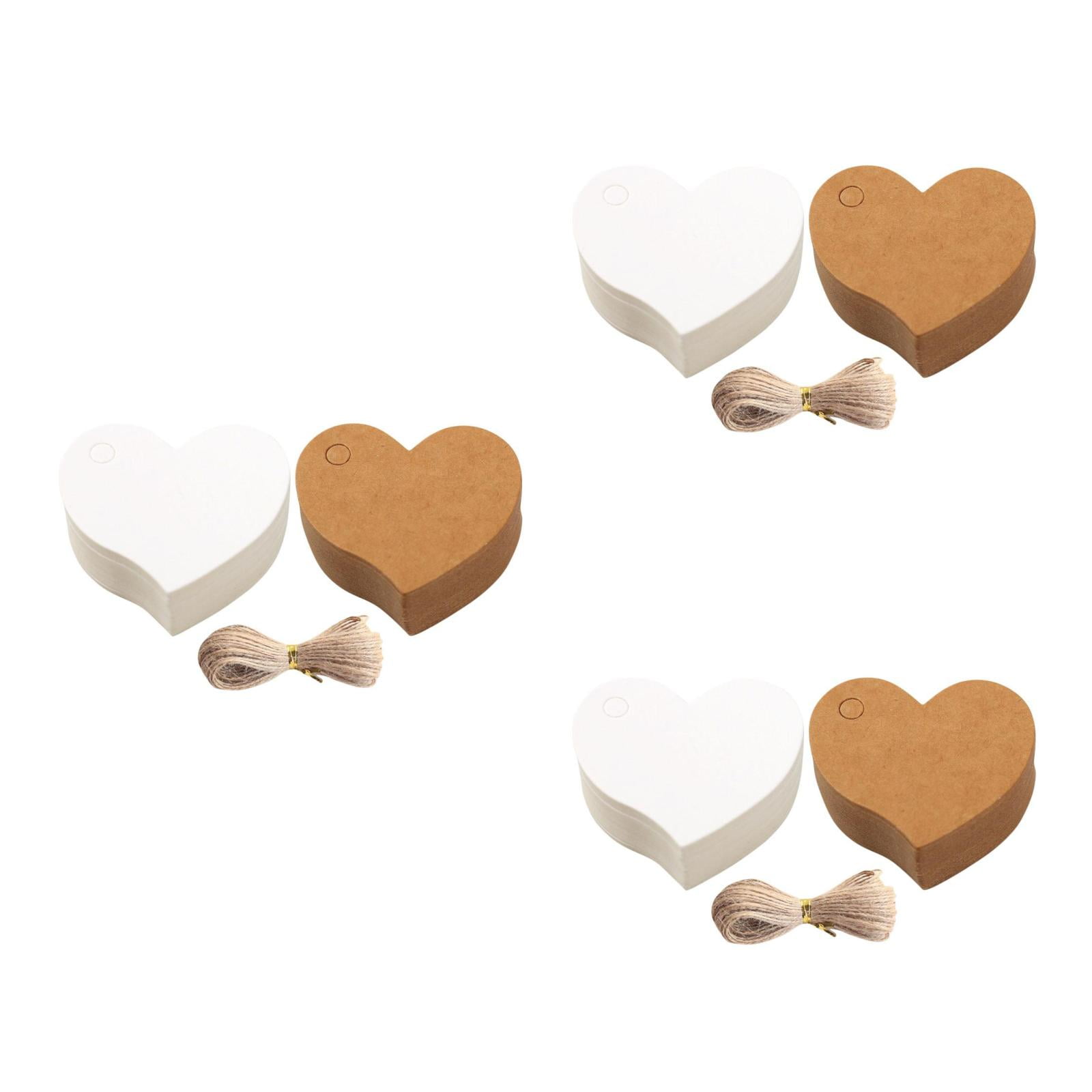 600 Pcs Small Heart Tags Kraft Paper Present Tags With String Craft Tag ...
