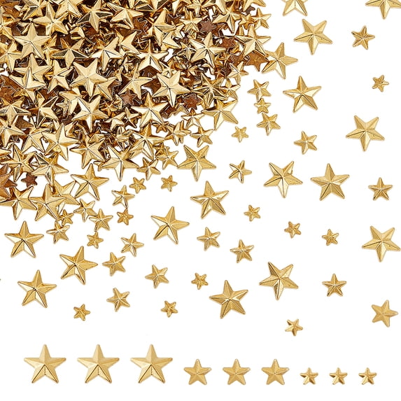 600 Pcs Star Hotfix Iron On 4/6/10mm Star Embellishments Flat Back Mini Rhinestone Appliques Punk Rivets Metal Star StudsDIY