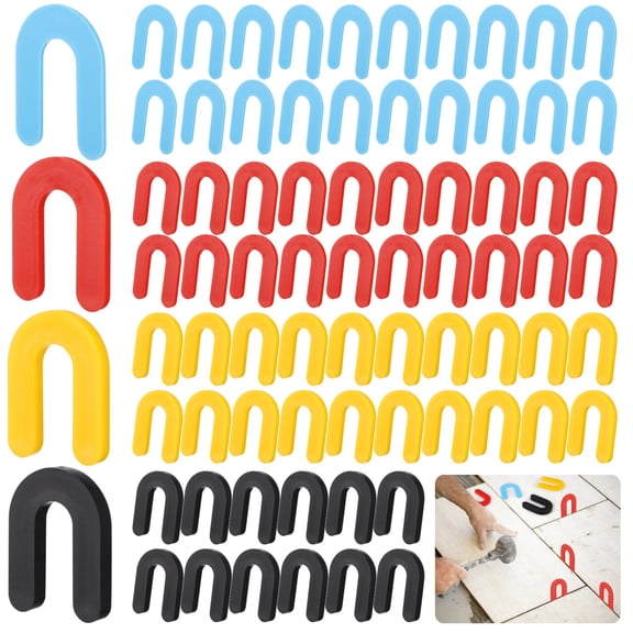 600 Pcs Tile Shims, Horseshoe Wedge Shims for Tile Leveling, U-Shape Reusable Plastic Spacers in 4 Sizes (1/16”, 1/8”, 3/16”, 1/4”) for Flooring, Tiling Projects