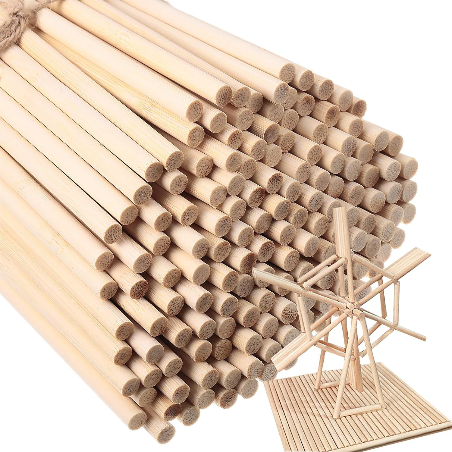 600 Pcs Wooden Dowel Rods Bulk 1/4 x 6 Inch Round Wood Sticks for