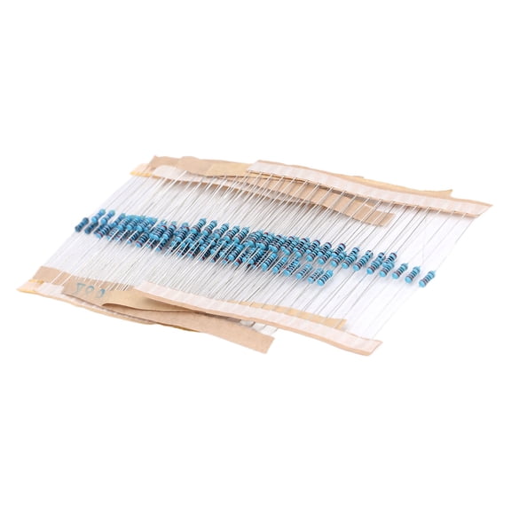600 Piece 1/4 Watt Metal Film Resistor Assortment Set with 5 Color Bands, 1% Tolerance, 10 Ohms to Megaohm Range for Electronic Circuits