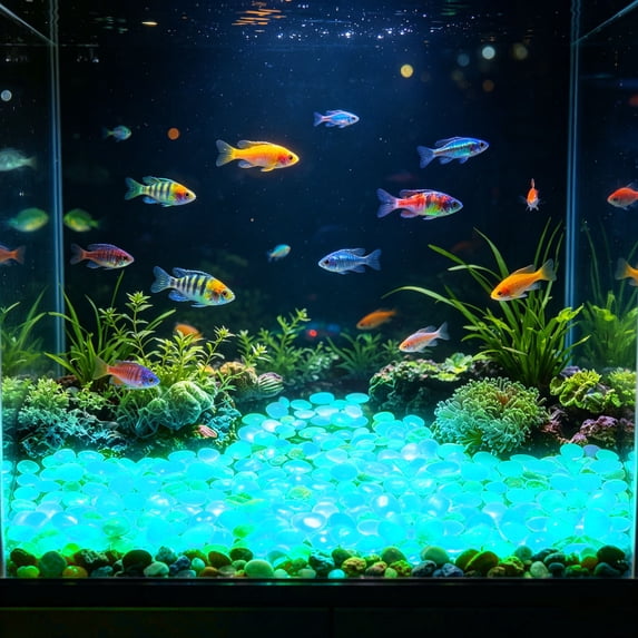 600-Piece Glow In The Dark Garden Pebbles Luminous Resin Stones For Yard Pathway Aquarium Decor 0.4 Inches