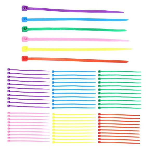 600 Pieces (100 Per Color) Small Colored Zipper Ties