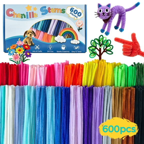600 Pieces Pipe Cleaners 30 Assorted Colored Chenille Stems for Art and Crafts, 9mm x 12inch Pipe Cleaners for crafts, Craft Supplies Multicolor Chenille Stems for Art&Craft DIY Decorations