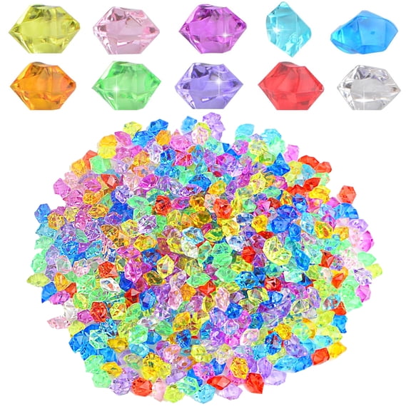 600 Pieces Plastic Colorful Acrylic Ice Cubes Crystals Fake Ice Rock Small Crushed Ice Rocks Mini Fake for Vases Fillers Arts Crafts Home Party Decoration