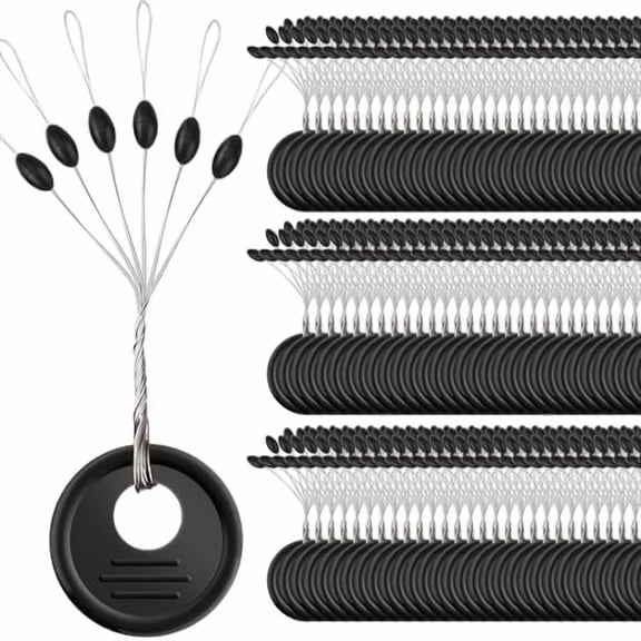 600 Pk Fishing Rubber Bobber Peg Sinker Stopper Black Oval Bead Texas Rig Weight Floats Stops Durability Flipping Terminal Tackle Accessories for Saltwater Freshwater 3 Size