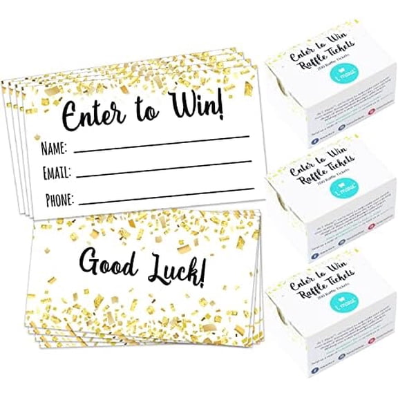 600 Raffle Tickets 3.5”x2” - Enter to Win Entry Form Cards for Contest, Raffles, Ballot Box, 50/50, Auction and More - with Space for Name, Email Address and Phone Number Fields