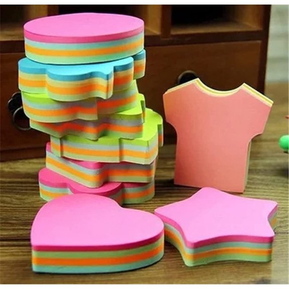 600 Sticky Notes, 6 Different Pad Shaped Multicolor Self-Adhesive Removable