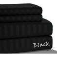 thumbnail image 1 of 600 TC Genuine Fabric Sheet Set 4-Pieces Egyptian Cotton !! Striped COLORS - King Size - Striped Colors { Black } Fit Mattress 14" Inches By KM LINEN, 1 of 1